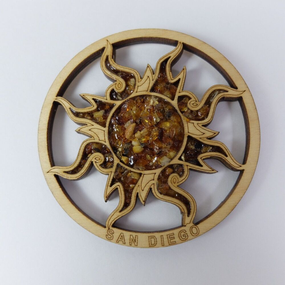 San Diego California Wooden Sun Ref Magnet